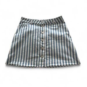 Striped Blue and White Button-Up Skirt
